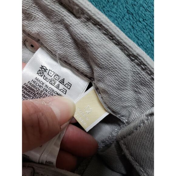 Micahel Kors Jeans Size 12 Womens Gray Pants Denim Logo Mid Rise Straight - Picture 4 of 13